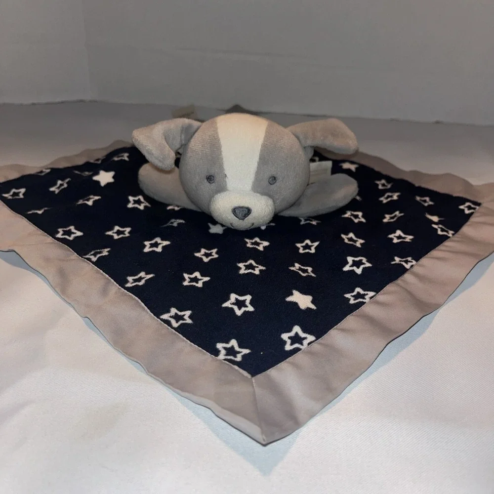 Child Of Mine Carters Baby Security Blanket Puppy Dog Navy Gray STARS LOVEY 13